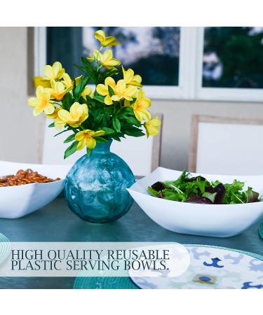 PLASTICPRO Disposable 128oz Square Serving Bowls - Pack of 4, Extra Large Plastic Elegant White Bowls for Parties, Snacks, and Salads - Buy Online on GoSupps.com
