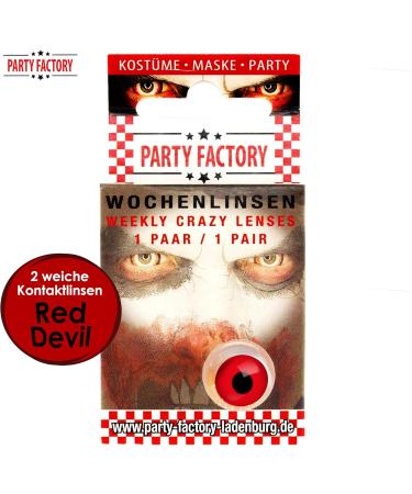 Shop Red Devil Colored Contact Lenses | 3-Month Soft Lenses for Carnival Cosplay & Halloween - Party Factory - Buy Online on GoSupps.com