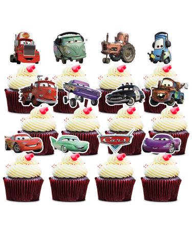 24 Mcqueen Cupcake Toppers Cupcake Decorations Car Theme Birthday Party Topper for Children