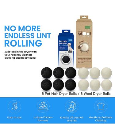 Ultimate Laundry Softener and Pet Hair Removal Balls Set - Wool Dryer Balls for Softening Clothes and Pet Hair Removal - Pack of 2 (6 balls each) - Buy Online on GoSupps.com