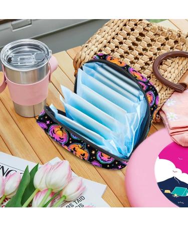 MUOOUM Menstrual Pad Zipper Bag - Stylish Halloween Pumpkin & Bat Design for Women & Girls - Perfect Tampon Collecting Bag - Buy Online on GoSupps.com