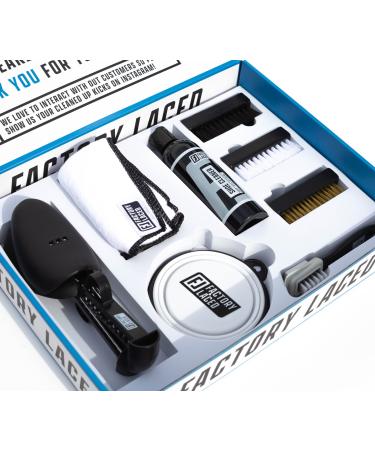 Factory Laced Shoe Cleaner Sneakers Kit - The Ultimate Sneaker Cleaner Experience: Shoe Cleaner Kit Includes: 8oz Sneaker Cleaning Solution, 4 Shoe Brushes, 2 Shoe Trees, Microfiber Towel - Buy Online on GoSupps.com