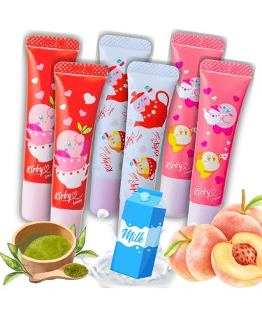 Lovisia Kirby 6 Count Cute Lip Gloss for Women Organic Lip Gloss for Girls with Camellia Leaf Starfruit Rose& Tea Leaf Extract Natural Lip Glosses Tube for Dry Lips Made in Japan | Milk Tea