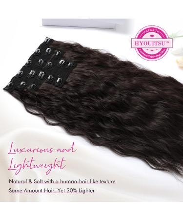 REECHO Clip in Hair Extensions 5PCS Black Brown 24 Thick Long Loose Waves - HE002 Invisible Lace Weft Natural Soft Hairpieces for Women - Buy Online on GoSupps.com