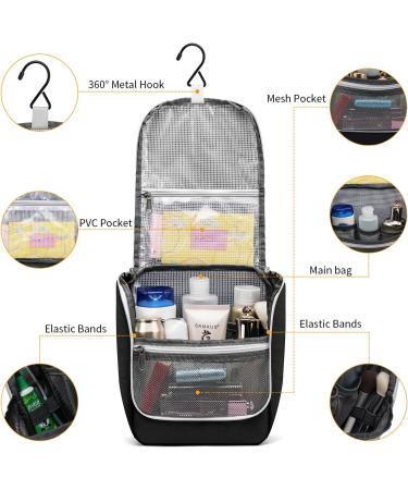 Della Gao Travel Toiletry Bag for Women Men - Water-Resistant Organizer for Makeup, Shampoo, Toiletries - Hanging Hook, Black - Buy Online on GoSupps.com