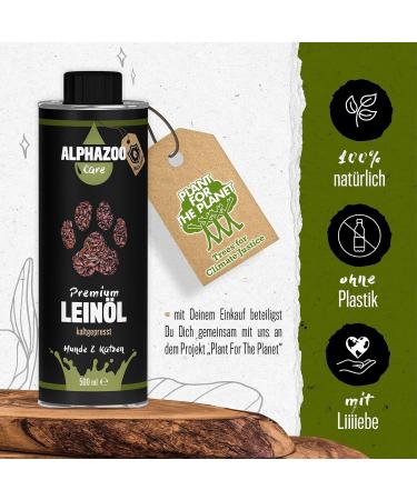 Alphazoo Premium Linseed Oil for Dogs Cats & Rodents - Cold-Pressed Omega-3 & Omega-6 250ml | Fur Care & Digestion - Buy Online on GoSupps.com
