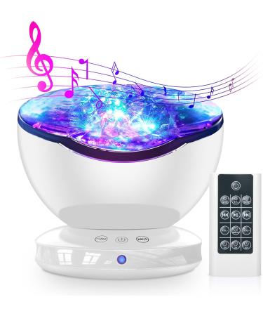 Ocean Wave Projector - 8 Lighting Modes Skylight Projection Lamp with Sleep Aids, Remote Control & Timer Function - Ideal for Children's Bedroom & Living Room Decor - White - Buy Online on GoSupps.com