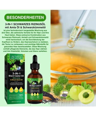 P-Beauty 3x 3in1 Hair Oil with Castor Oil Amla & Nigella 60ml - strengthens hair for hair growth skin & hair hydration - oil against hair loss - Buy Online on GoSupps.com