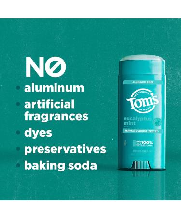 Tom s of Maine Eucalyptus Mint Aluminum Free Natural Deodorant For Women & Men | Goes on Clear | Odor & Wetness Protection | Naturally Derived and Moisture-Locking Ingredients | 3.25 oz Eucalyptus Mint 3.25 Ounce (Pack of 1) - Buy Online on GoSupps.com
