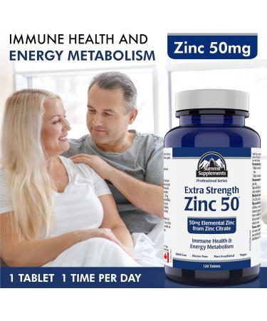 Summit Supplements Chelated Zinc Citrate 50mg - Enhanced Sleep & Immune Support - 120 Tablets for Men & Women - 3rd Party tested & Made in Canada - Buy Online on GoSupps.com