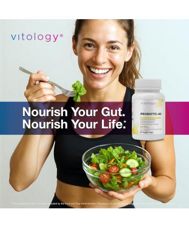 Vitology Probiotic-40 | 40 Billion CFU with MAKTrek Bi-Pass Technology | Digestive Health, Bowel Regularity & Immune Support | 60 Capsules - Buy Online on GoSupps.com