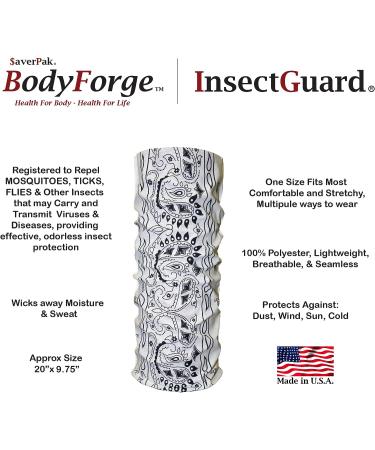 averPak BodyForge & InsectGuard Permethrin Treated Neck Gaiter - White Paisley Design - Buy Online on GoSupps.com