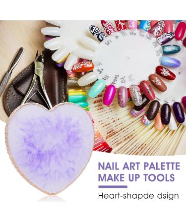 Sibba Resin Nail Art Palette - Purple Heart Shape Mixing Plate with Golden Edge - Nail Holder Display Board for Nail Polish Color Mixing - Cosmetic Mixing Tools - Buy Online on GoSupps.com