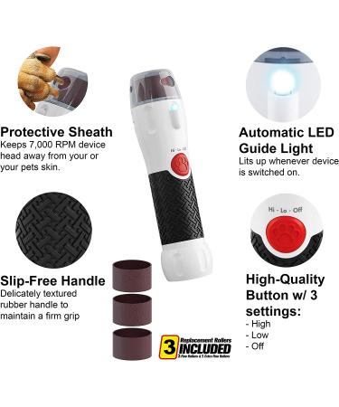 PAWPERFECT Rechargeable Pet Nail File for Dogs, Cats & Small Animals - 7000-14,000 RPM - As Seen On TV - Buy Online on GoSupps.com