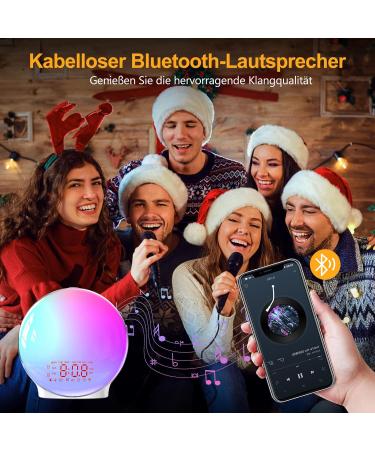 Buy Bluetooth Light Alarm Clock - Sunrise Sunset Simulation 17 Colors 22 Sounds Snooze FM Radio for Heavy Sleepers & Kids - International Shipping - Buy Online on GoSupps.com