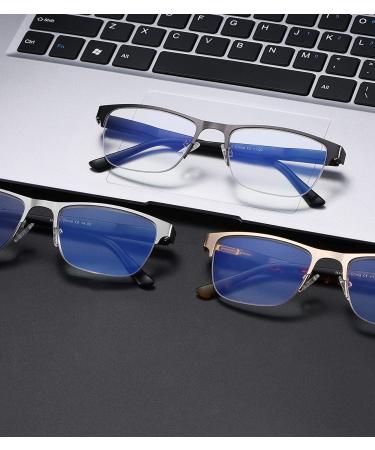 3-Pack Blue Light Blocking Reading Glasses for Men - Fashion Metal Half Frame Readers | Flexible Spring Hinge | Anti Glare/ Eye Strain/ UV Computer Eyeglasses | Magnification 2.25x | 3 Pack Mix Colors - Buy Online on GoSupps.com