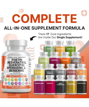 Stamiron Fisetin Resveratrol Spermidine Quercetin - 60 Capsules - Buy Online on GoSupps.com