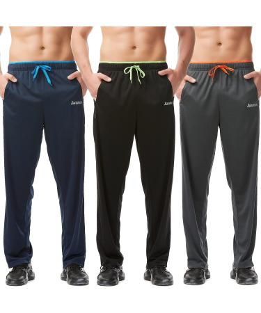 SACUIMAN Men's Sweatpants 3-Pack - X-Large, Open Bottom Athletic Pants with Zipper Pockets for Workout, Running, Gym - Bright Series - Buy Online on GoSupps.com