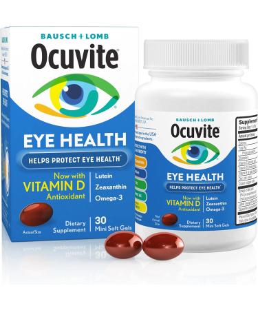 Ocuvite Eye Health Lutein & Zeaxanthin Supplement Eye Vitamin with Antioxidant Vitamin D C E & Omega-3 Formula - 30 Soft Gels