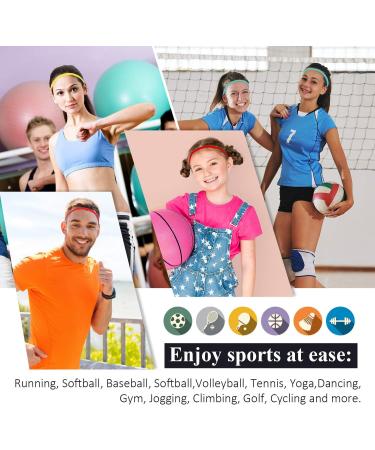 4 Pieces Thick Non-Slip Elastic Sport Headbands Hair Headbands for Women and Men (Fluorescent Yellow Fluorescent Orange Red Pine Green) - Buy Online on GoSupps.com