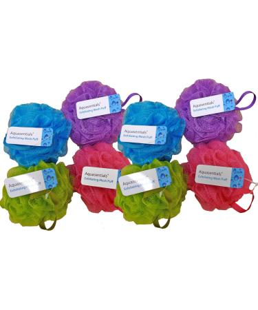 Aquasentials Mesh Pouf Bath Sponge (8 Pack) Multi-Color 8 Pack