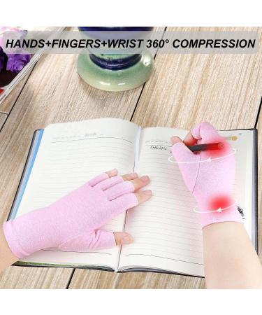 Happymart Pink Compression Gloves for Arthritis Relief - Medium Size, 2 Pairs for Women & Men with Rheumatoid & Osteoarthritis - Buy Online on GoSupps.com