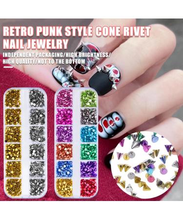 Metal Punk Cone Nail Art Charms Spike Studs - Gold & Silver | Nail Ornaments for Manicure DIY - Buy Online on GoSupps.com
