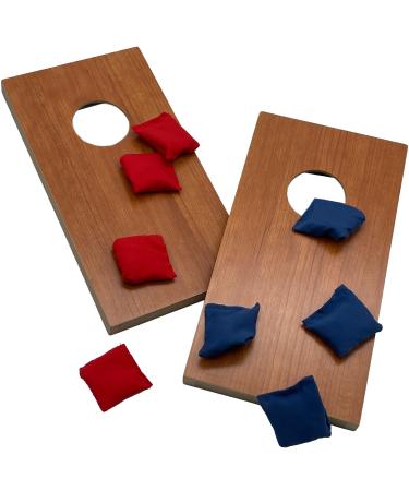 Super Fun, Portable Mini Desktop Cornhole Set of 2. Coated Wood Boards with 4 Red 4 Blue Bags. Gift for Students, Office Employees or Work From Home. Simple Easy Tabletop Game for Groups or Solo!