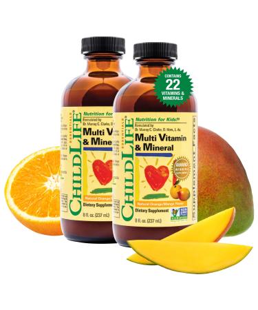 ChildLife Essentials Kids Liquid Multivitamin and Mineral Supplement - Liquid Vitamins for Kids All-Natural Gluten-Free Non-GMO - Natural Orange & Mango Flavor 8 Fl Oz Bottle (Pack of 2) - Buy Online on GoSupps.com