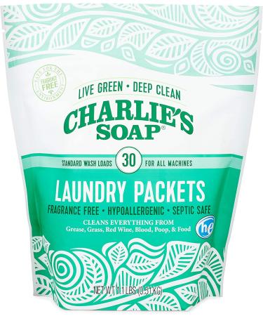 Charlieâ€™s Soap Unscented Powdered Laundry Packets - 30 Count | 6 Pack for 180 Total Loads - Buy Online on GoSupps.com