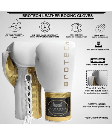 Brotech Pro Boxing Gloves for Men & Women - 16oz White Gold | Training, Sparring, Punching, Heavy Bag, Focus Mitts Pads | Kickboxing, Muay Thai, MMA - Buy Online on GoSupps.com