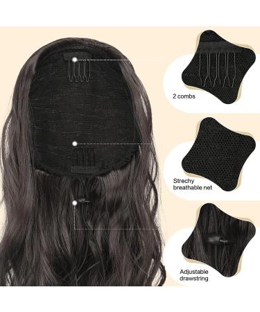 FESHFEN Dark Brown Drawstring Ponytail Extension 18 inch | Curly Wavy Synthetic Hair Piece for Women - Buy Online on GoSupps.com