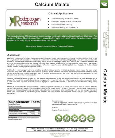 Calcium Malate Chelate 500mg with Vitamin D3 | Superior Absorption Complex | 120 Vegetarian Capsules - Buy Online on GoSupps.com