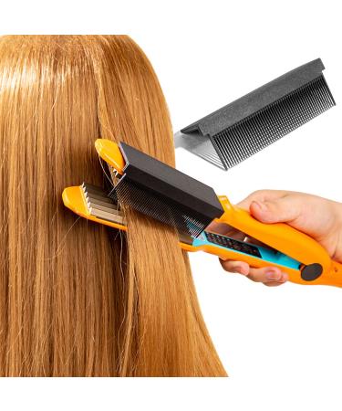 Women DIY Combs Accessories Fit Hair Straightening Flat Iron Professional or Home Use Compact Hair Styling Tool Barber Straightening Comb Attachment for Hair  Hair Straightening Flat Iron V Type Black