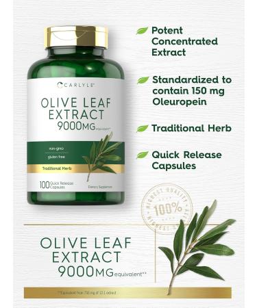 Carlyle Olive Leaf Extract Capsules 9000mg | Non-GMO Gluten Free High Potency | 100 Count | International Shipping Available - Buy Online on GoSupps.com