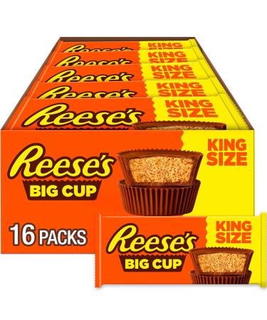 REESE'S BIG CUP Milk Chocolate Peanut Butter Cups Candy, Gluten Free, 2.8 oz King Size Pack (16 Count) 2.8 Ounce (Pack of 16)