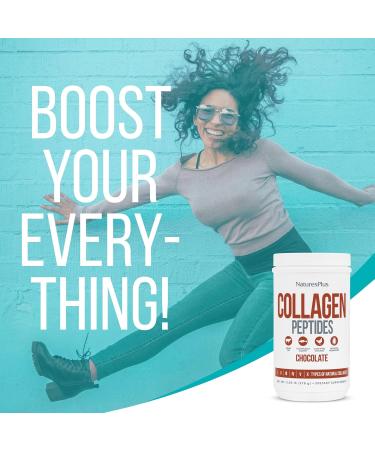 NaturesPlus Collagen Peptides Chocolate - 0.83 lb Powder - Hair Skin Nail & Joint Health Immune System Support - Non-GMO Gluten Free - 14 Servings Chocolate 14 Servings (Pack of 1) - Buy Online on GoSupps.com