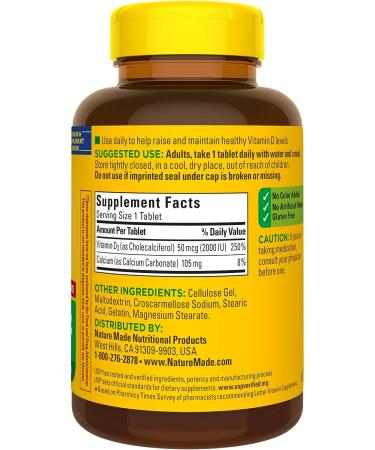 Mega Size Vitamin D3 2000 IU (50 mcg) 400 Tablets - Immune Health, Strong Bones & Muscles - 250% Daily Value - One Daily Tablet - Buy Online on GoSupps.com