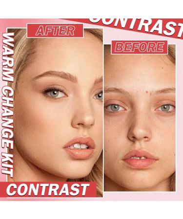 Color Changing Foundation Moisturising Concealer Non-Greasy BB Cream for Women Oil Control Long Lasting Waterproof Loose Setting Face Powder Makeup Gift Set With Cosmetics Sponge(4PCS) - Buy Online on GoSupps.com