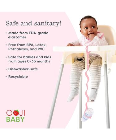 Goji Baby Bottle Bungees - Sippy Cup Holder Strap for Kids 0-36 Months - Pink 1pk - Buy Online on GoSupps.com