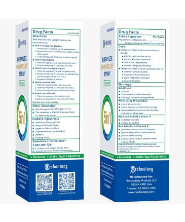 Heshoutang PuraFlex Fast Acting Nasal Spray for Adults & Kids Decongestant Spray for Congestion Relief & Allergy Relief Non-drowsy & Drug-Free up to 12 Hour Relief Herbal Scent 2 Fl Oz - Buy Online on GoSupps.com