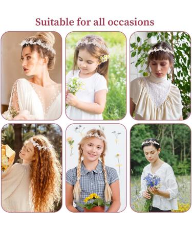 Flower Crown Flower Headband for Wedding Flower Girl Headpiece Flower Crown Pearl Flower Girl Crown Wedding Headband Bridal Flower Headbands Flower Hair Piece for Women Wedding Birthday Party - Buy Online on GoSupps.com