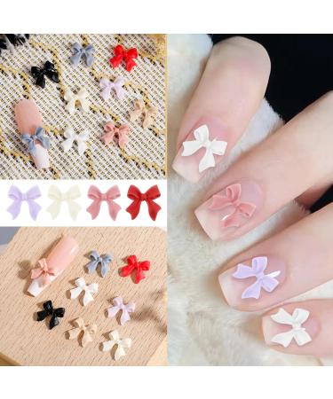 240Pcs Bow Nail Charms Colorful Bowknot Nail Art Decorations Cute 3D Bow Nail Accessories Resin Flatback Nail Charms for Nail Art Design DIY Crafts - Buy Online on GoSupps.com