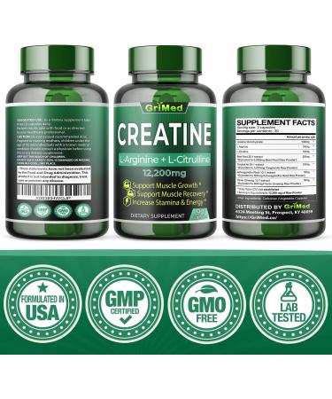 Ultimate Muscle Builder Supplement 12200mg Creatine Monohydrate with L-Arginine, L-Citrulline, Beet Root, Tongkat Ali, Ginseng Boost Energy, Strength & Performance - 90 Count - Buy Online on GoSupps.com