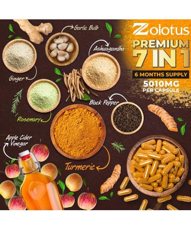 7-in-1 Premium Turmeric Curcumin + Apple Cider Vinegar Capsules - 6 Month Supply with Ashwagandha & Ginger - 95% Standardized Curcuminoids for Joint Support - Buy Online on GoSupps.com