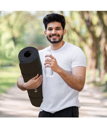 HemingWeigh 1 Thick Yoga Mat - Extra Thick Non Slip Exercise Mat for Indoor & Outdoor Use - Black - Buy Online on GoSupps.com