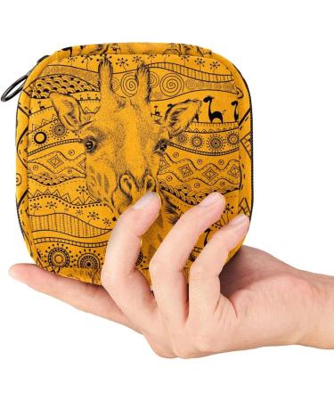 Ethno-Tribal Giraffe Pattern Menstruation Pad Bag with Zipper | Women's Tampon & Napkin Bag | Stylish Collective Bags for Women & Girls - Buy Online on GoSupps.com