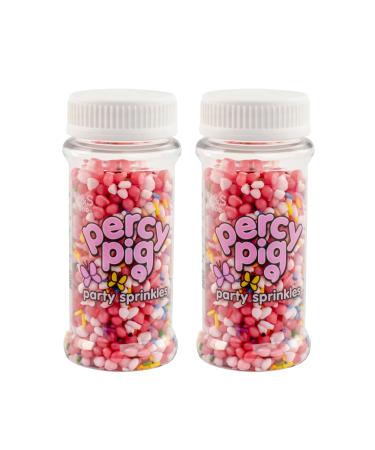 M&S Pink Percy Pig Party Sprinkles Sugar Shapes & Strands for Cupcakes & Baking - Set of 2 x 75g