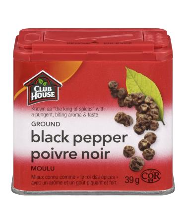 Club House Quality Natural Herbs & Spices Ground Black Pepper Plastic Can 39g