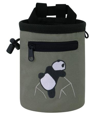 AMC Rock Climbing Panda Design Chalk Bag with Adjustable Belt 6184_Gray